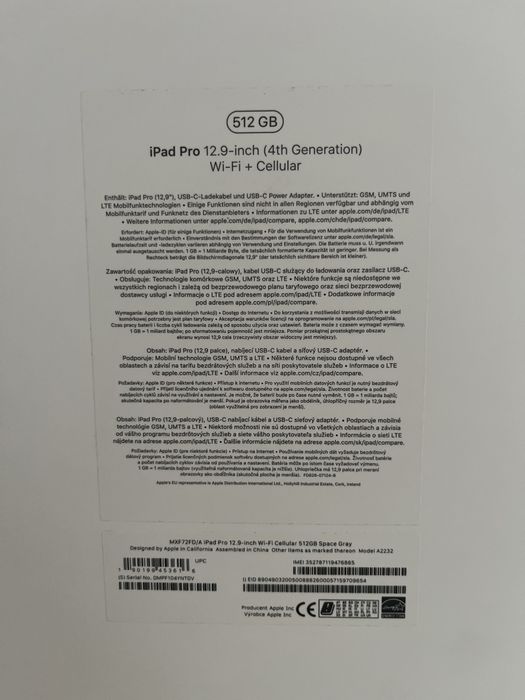 Ipad Pro 4 generacji 12,9 cali 512GB Wifi+Cellular + Apple Pencil