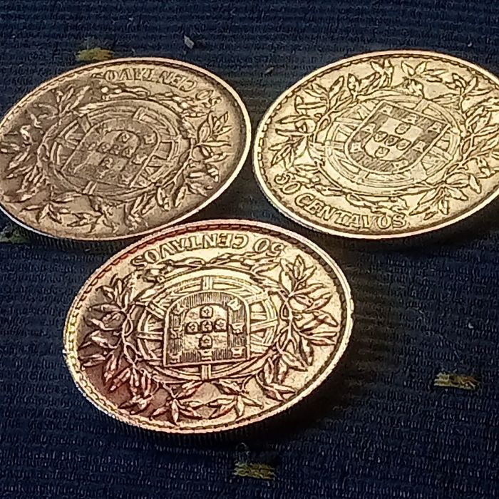 moedas 50 centavos prata