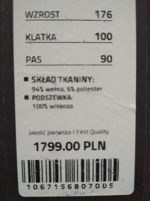 Garnitur ślubny GIACOMO CONTI +Gratisy rozmiar 176/100/90