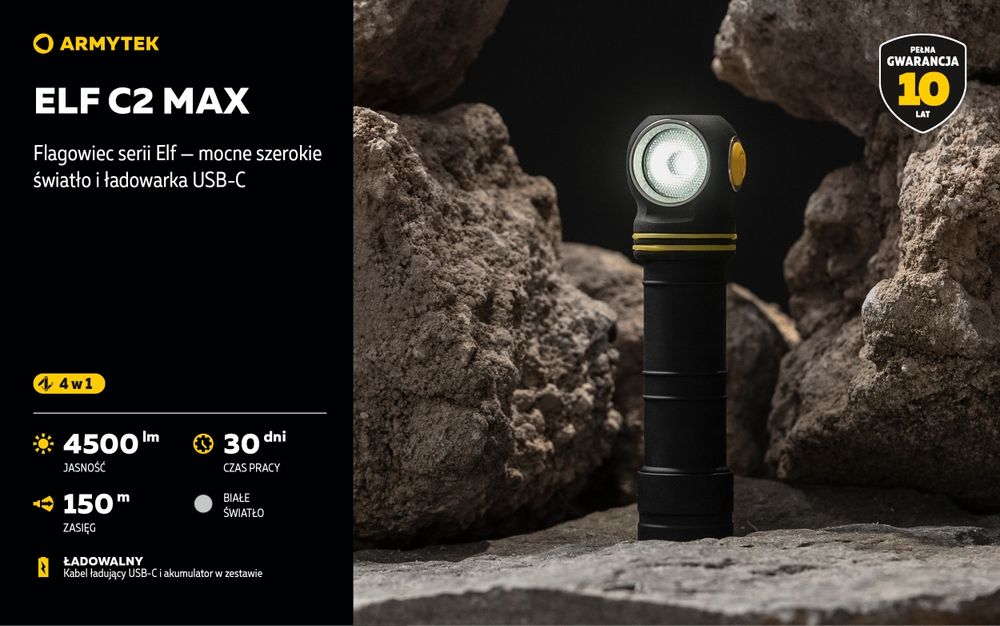 Super Mocna latarka czołowa Armytek ELF C2 MAX 4500LM białe światło