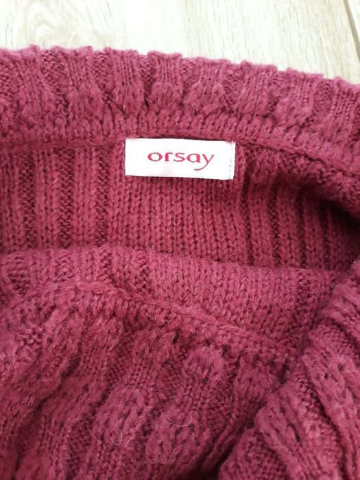 Fioletowy sweter Orsay L bezrękawnik 40 sweterek z falą na ramionach