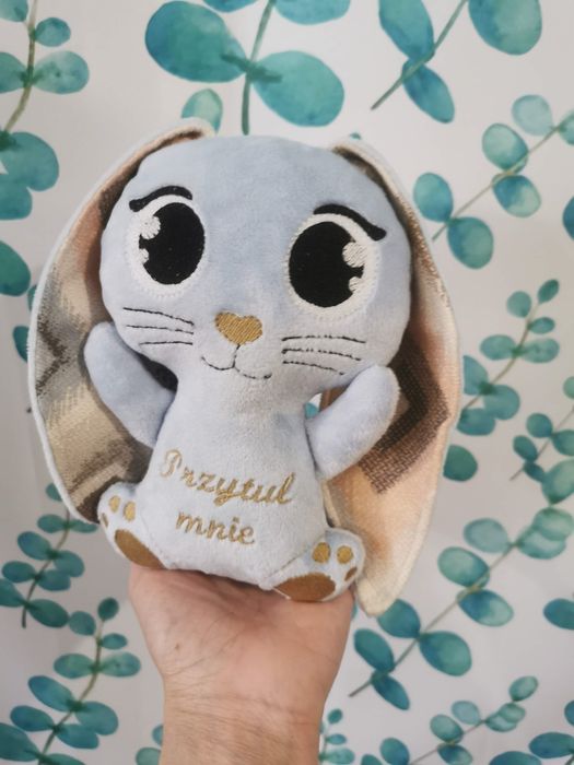 Handmade mały króliczek przytul mnie błękit plus kremowy