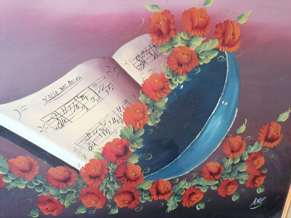 Quadro pintado a óleo valsa das rosas