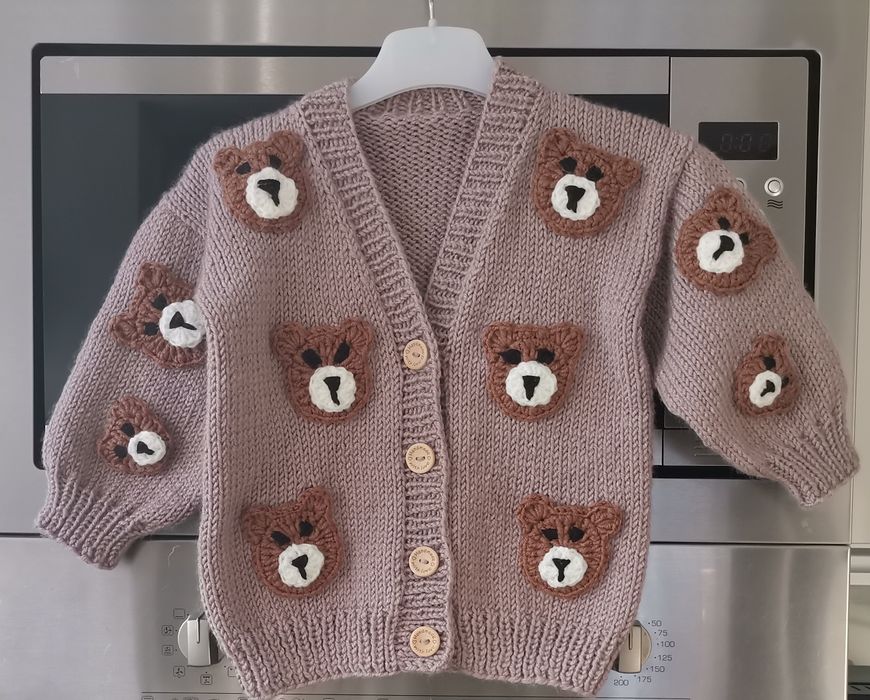 Nowy sweterek z aplikacją buzi misia rozmiar 92-98 cm 2-3 lata