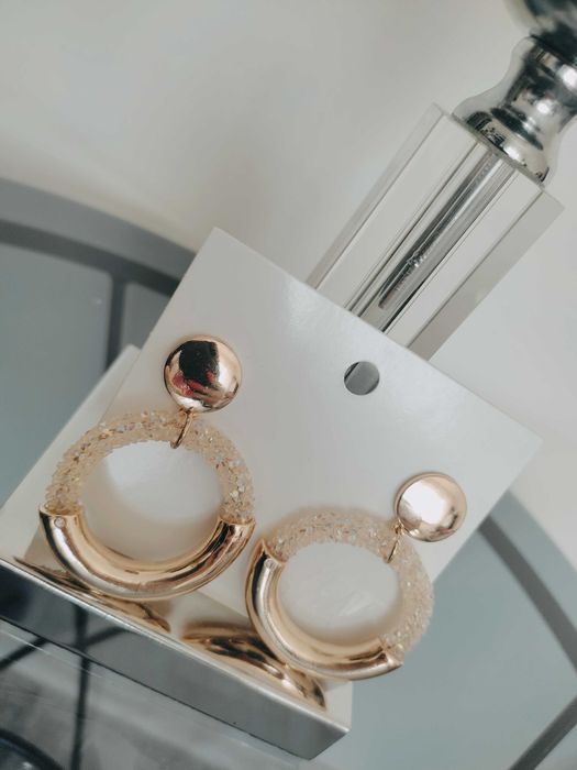 Złote okrągłe kolczyki h&m