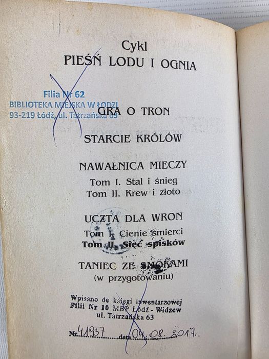 Sieć spisków / Uczta dla wron / Gra o Tron / George R.R. Martin