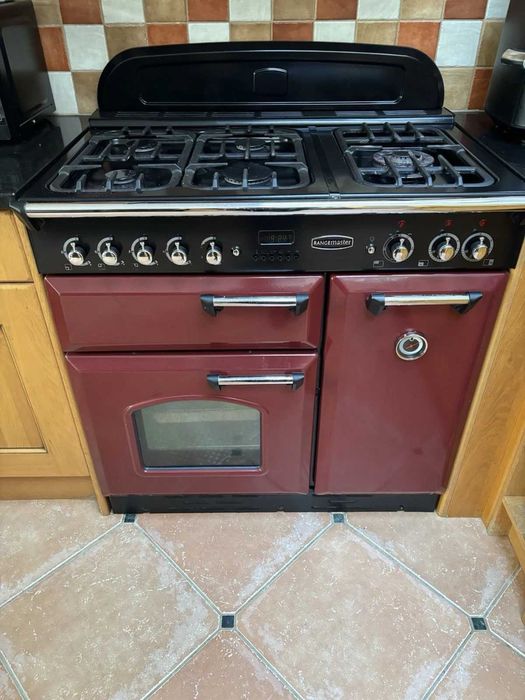Kuchnia rangemaster clasic 90 bordowa anfielska kuchnia 2x piekarniki grill wok  falcon smeg gwarancja