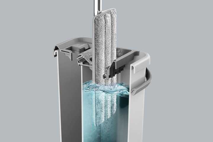 Teesa mop dwukomorowy płaski 7,5L mikrofibra ZESTAW system PŁUKANIA fv