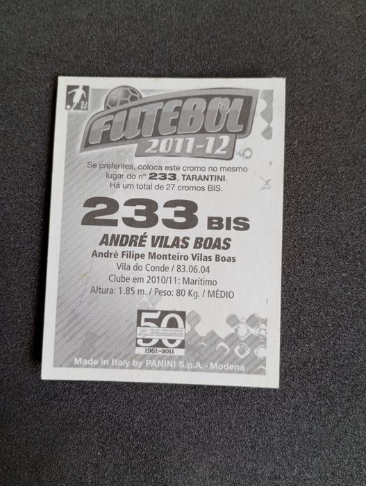 Cromo Raro de André Vilas Boas  do Rio Ave