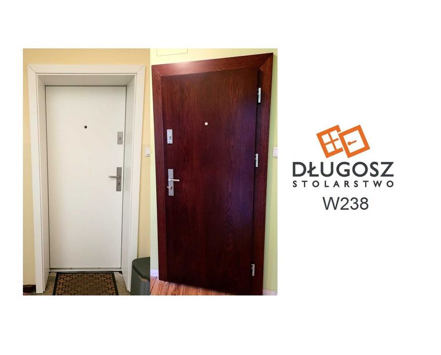 Drzwi DŁUGOSZ na klatkę wejściowe do mieszkania białe brąz GOTOWE