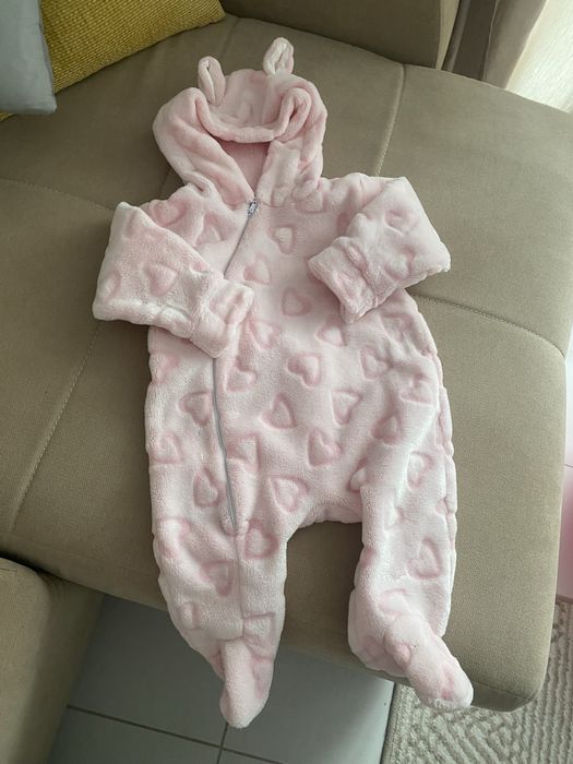 Комбінезон для дівчинки,комбез рожевий тедді,теплий 68 р