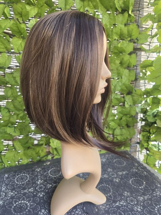 Peruka long bob brązowa, baleyage