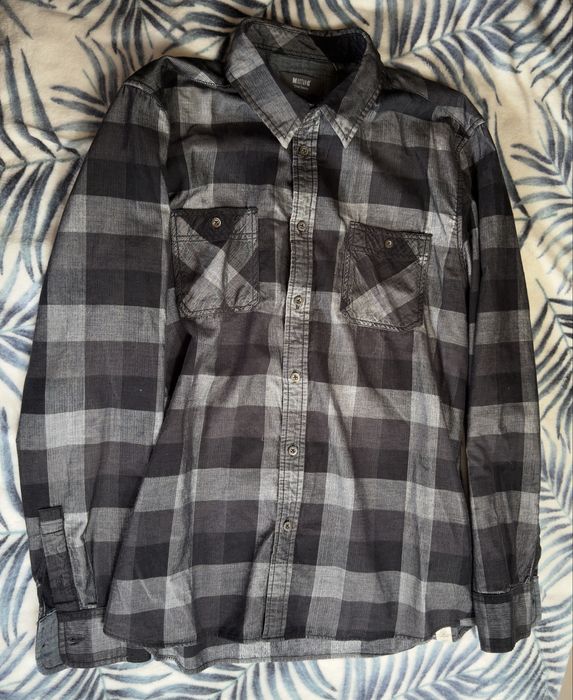 Koszula Mustang w kratę szaro-czarna – Slim Fit