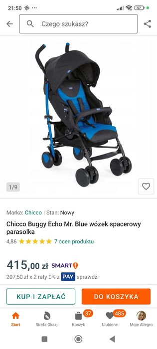Chicco Buggy Echo Mr. Blue wózek spacerowy parasolka
