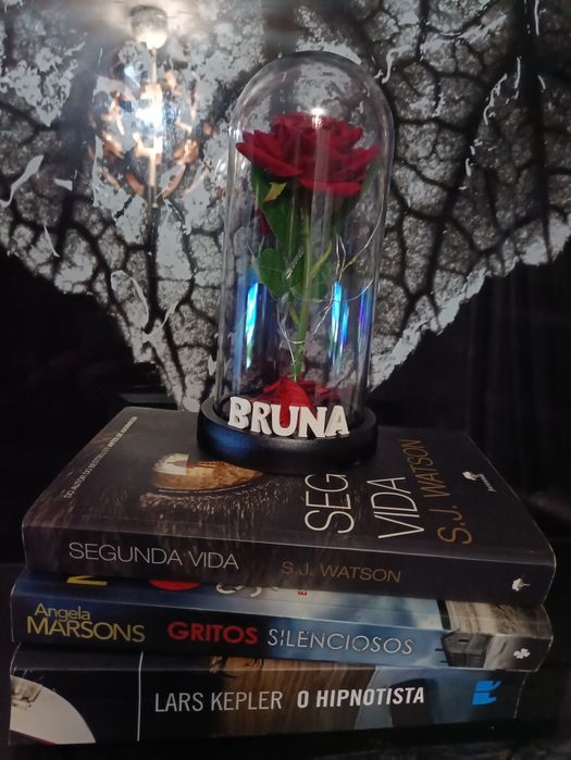 Dia dos Namorados Rosa c/ led's em cúpula/redoma personalizada c/ nome