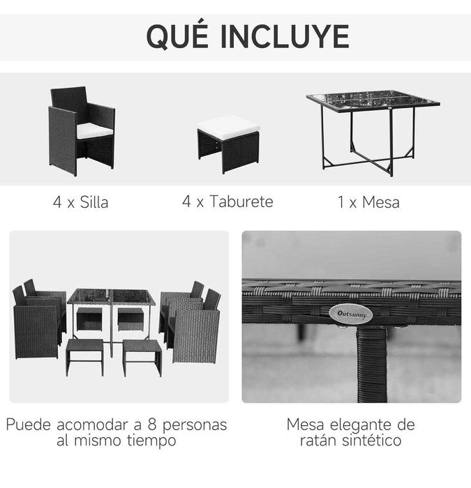 Conjunto de jardim Outsunny para 8 pessoas + capa de proteção
