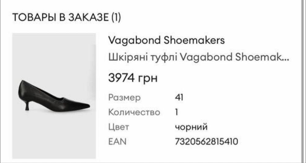 Шкіряні туфлі Vagabond 41 р.