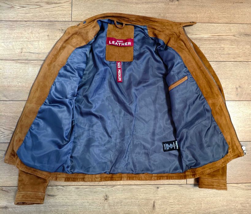 Superdry куртка S / M 46 шкіряна замшева руда рижа байкерська чоловіча