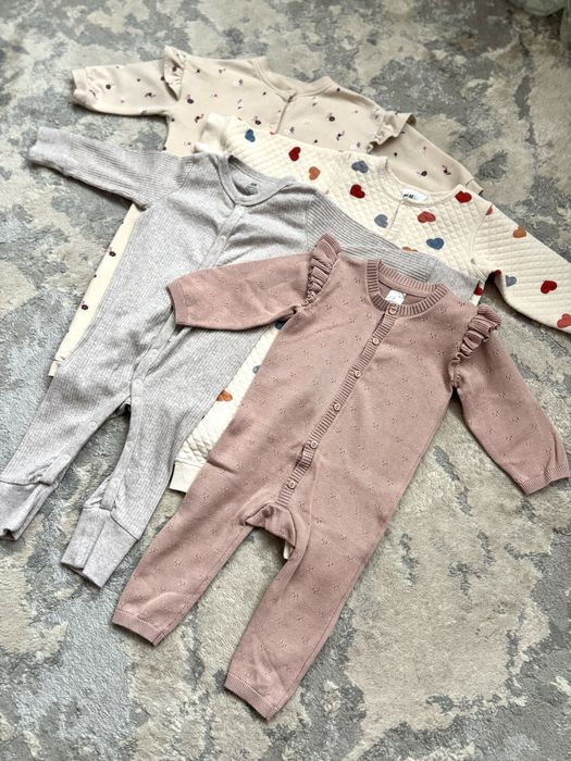 Теплі чоловічки ромпери H&M 74 розміру 6-9 місяців для дівчинки