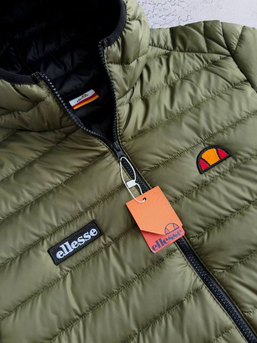 Чоловіча стьобана демісезонна куртка Ellesse з капюшоном, чорна та хакі XS, S, M, L, XL, XXL