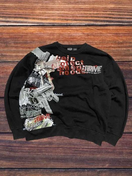 Bluza męska Arme Welcome to the hood print czarny XL 2XL streetwear