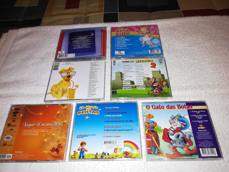 cds para crianças (avô cantigas, bebé lilly, pintas, gato das botas)