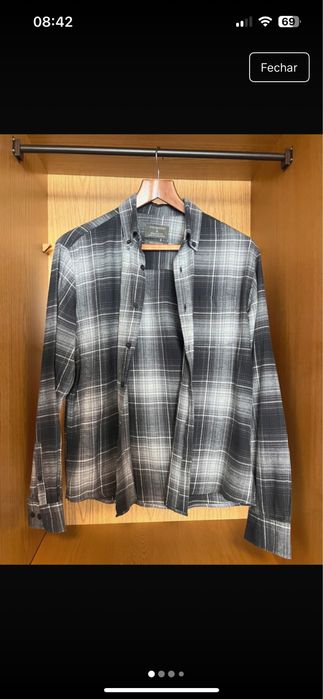 Camisa xadrez preta e branca