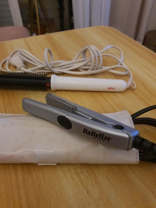 Alisador de cabelo Babyliss e escova de caracóis elétrica Braun