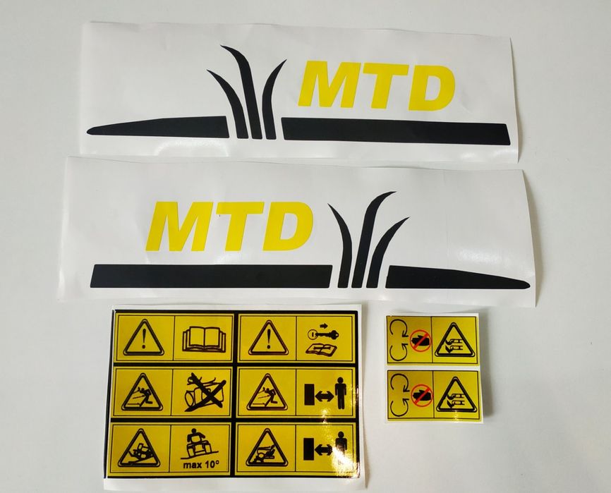 Zestaw naklejek kosiarka traktorek MTD.