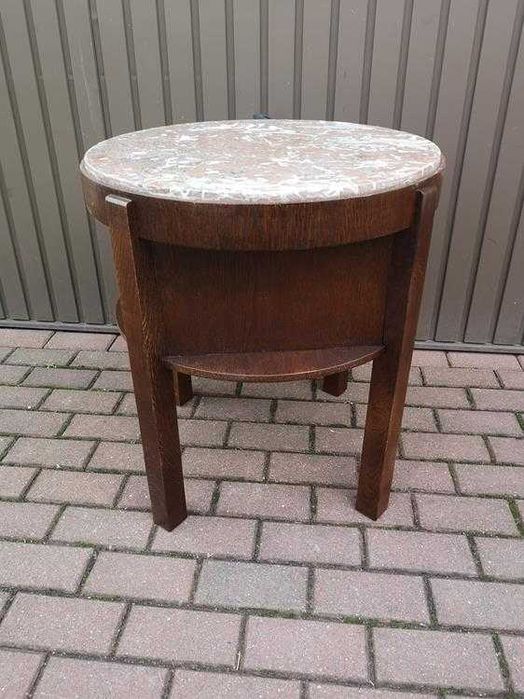 Stolik Barek Okrągły ART-DECO Dębowy Stary Antyk Po Renowacji Okazja.