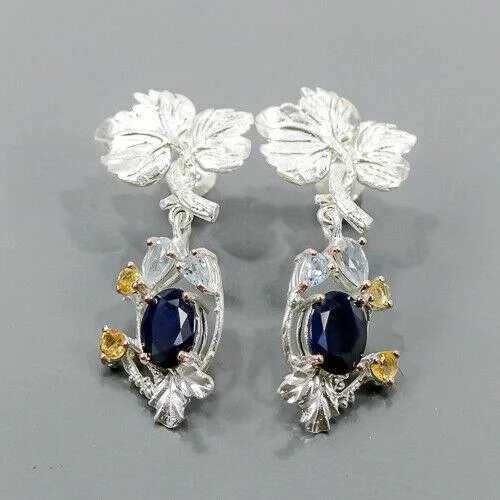 Kolczyki srebrne z naturalnym Szafirem!!!