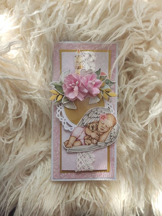 Kartka dla dziewczynki z okazji chrztu