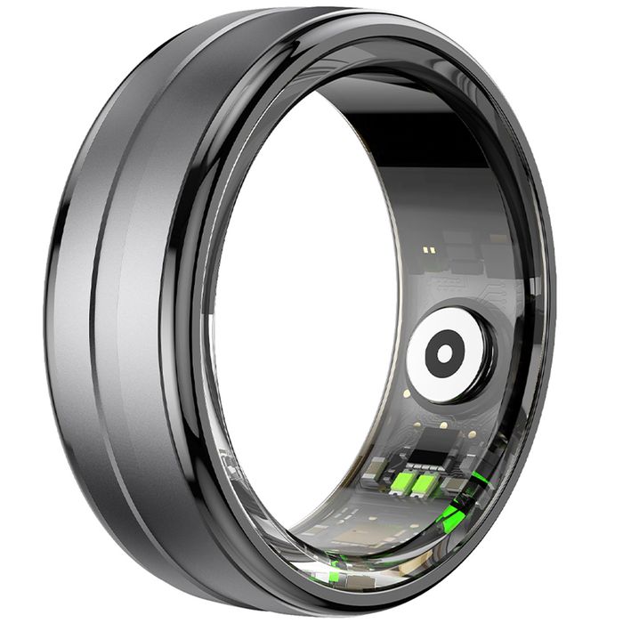 Smart Ring R06 Czarny Złoty Bluetooth 5ATM Kroki Tętno Sen