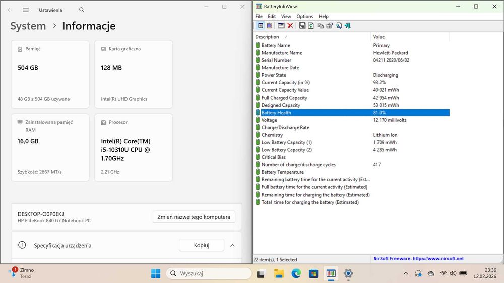 Śliczny HP EliteBook 840 G7 | i5-10310U | 16GB | 512GB | Ładowarka