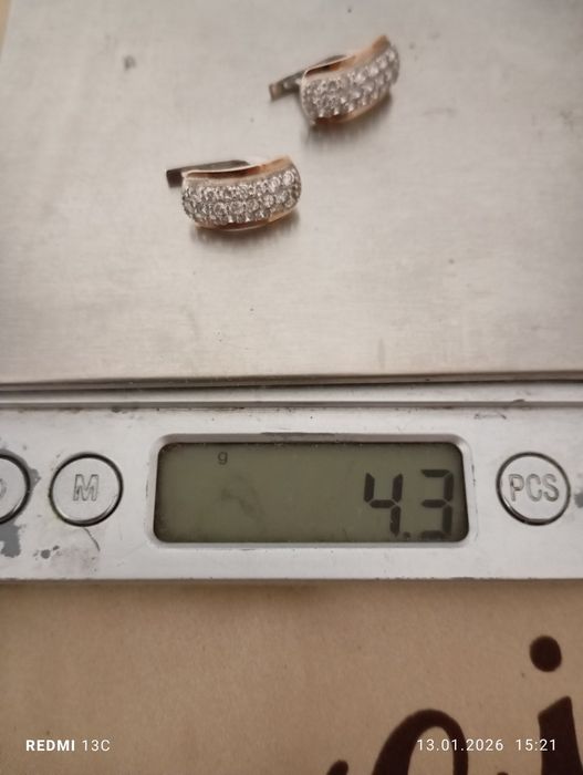 Серьги серебряные с золотыми пластинами