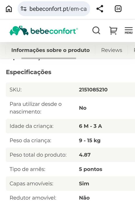 Cadeira papa Bebeconfort Lily arnês 5 pontos libertação rápida