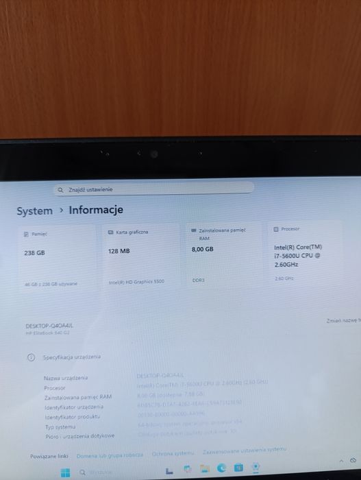 Laptop HP elitebook 840 G2-i7/8 GB ram/ SSD 256 GB/Windows 11 pro