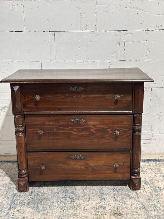 Antyczna drewniana komoda z kolumnami | Biedermeier / Eklektyzm / Vintage