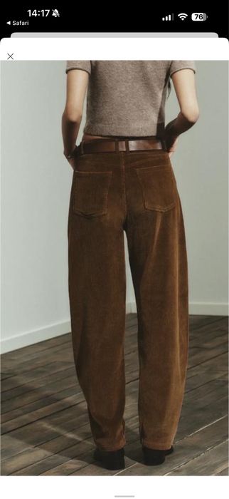 вельветові штани balloon fit з кишенями zara