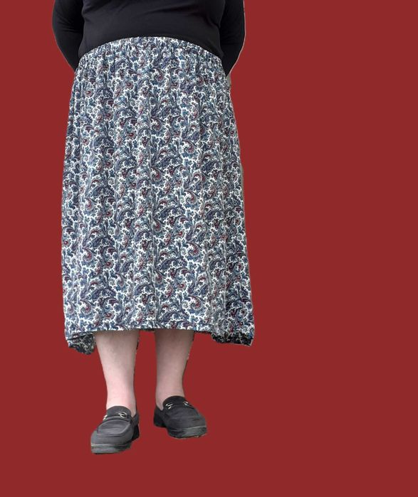 54 56 Jak nowa spódnica w gumę midi letnia plażowa wzory paisley retro