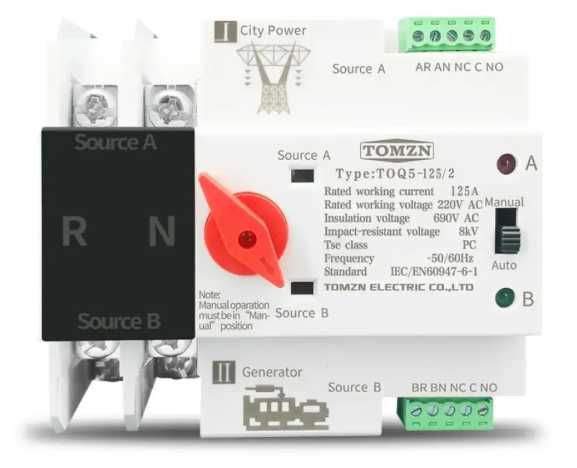 АВР автоматичний перемикач резерву 125А 2р TOMZN оригін. Наявність