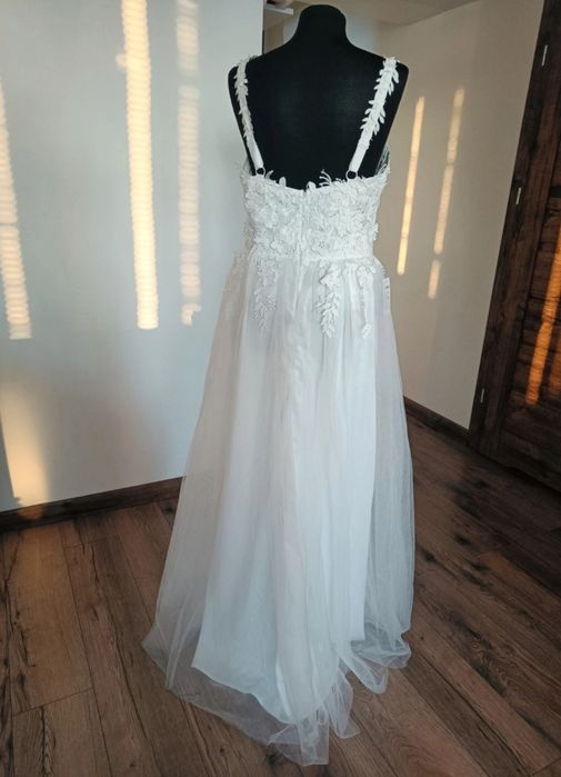 Suknia ślubna 48 4XL Bonprix biała