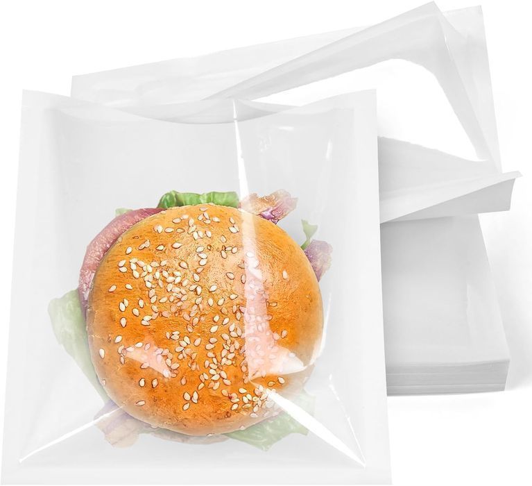 Koogel Zestaw 100 Torebek Piekarniczych Białe Papier Kraft 18 x 19 cm