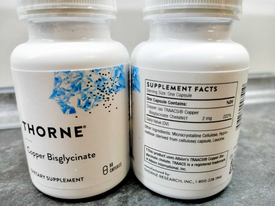 Thorne, Copper Bisglycinate 2 мг (60 капс.), медь бисглицинат, мідь