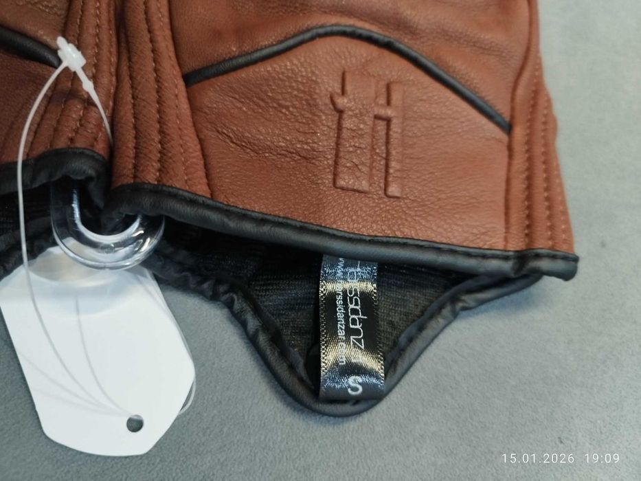 Harssidanzar Męskie rękawiczki rozmiar S bez palców z koziej skóry