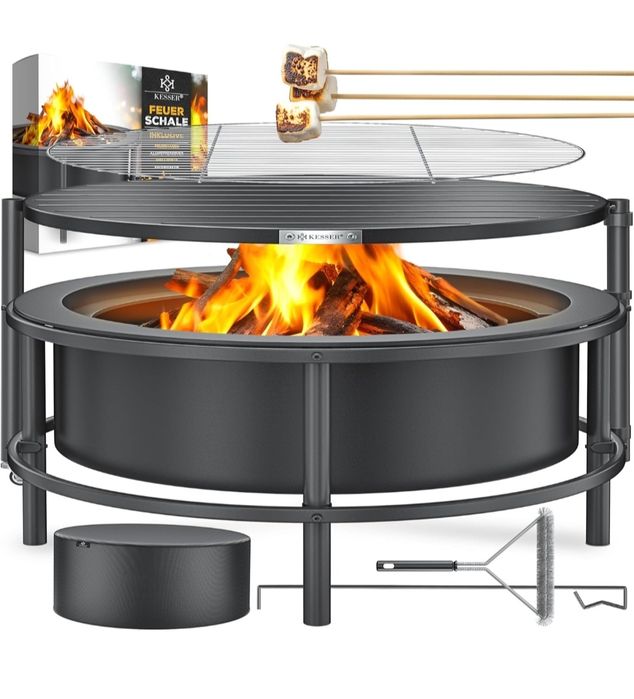 Palenisko z rusztem do grillowania, stał uszlachetniona, 65 cm