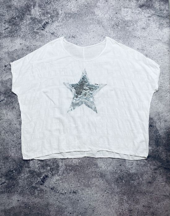 Женская итальянская белая футболка блуза oversize оверсайз