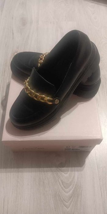 Buty damskie czarne mokasyny 37
