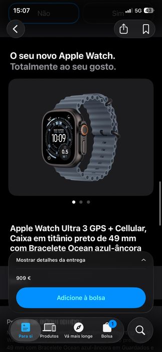 Apple Watch Ultra 3 49mm Black ocean band