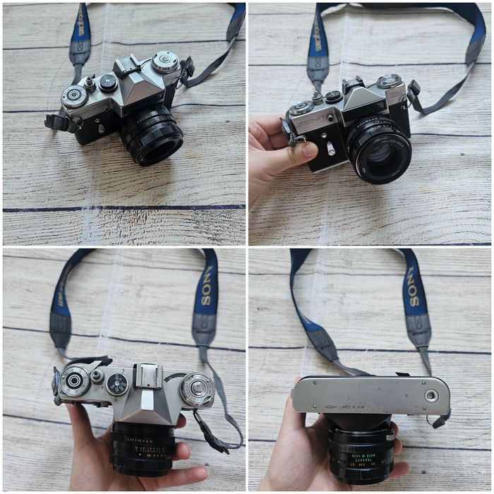 Aparat Zenit EM obiektyw Helios-44M 2/58 z pokrowcem etui i torba